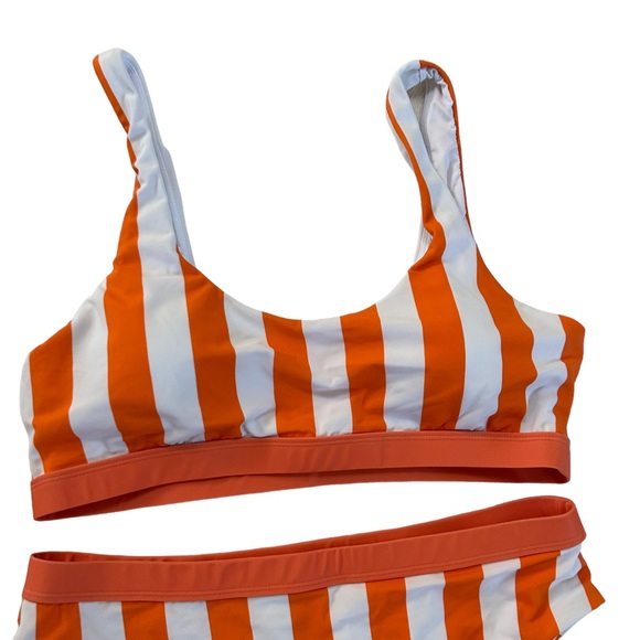 NWOT Women’s White Orange Stripes Two Piece Bathing Suit Size XL - Picture 5 of 17